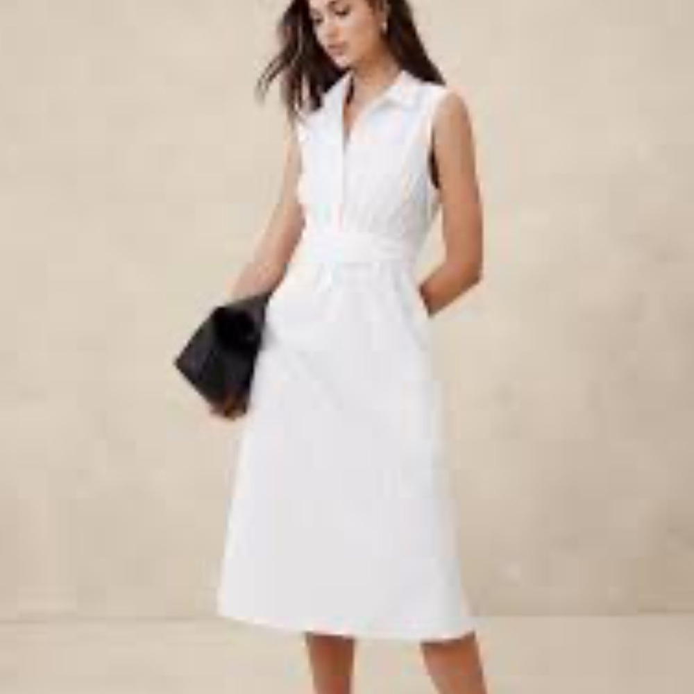 Banana Republic Classic White Midi Dress